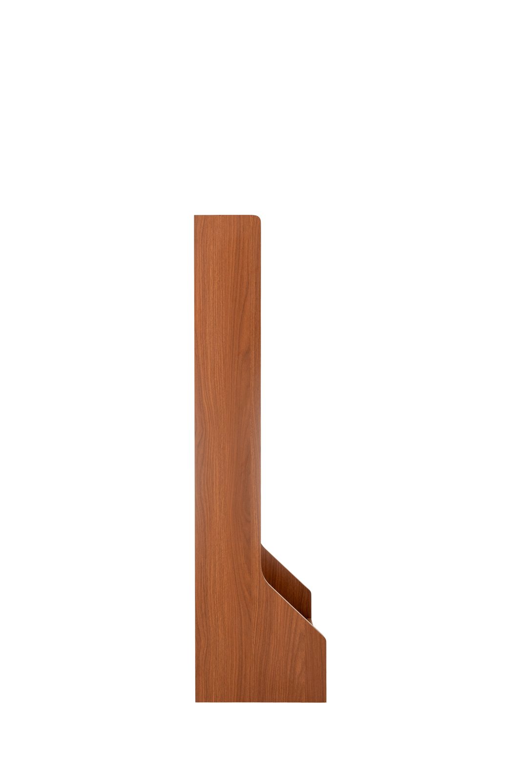 Wood stick rack for locker rooms in walnut – side view