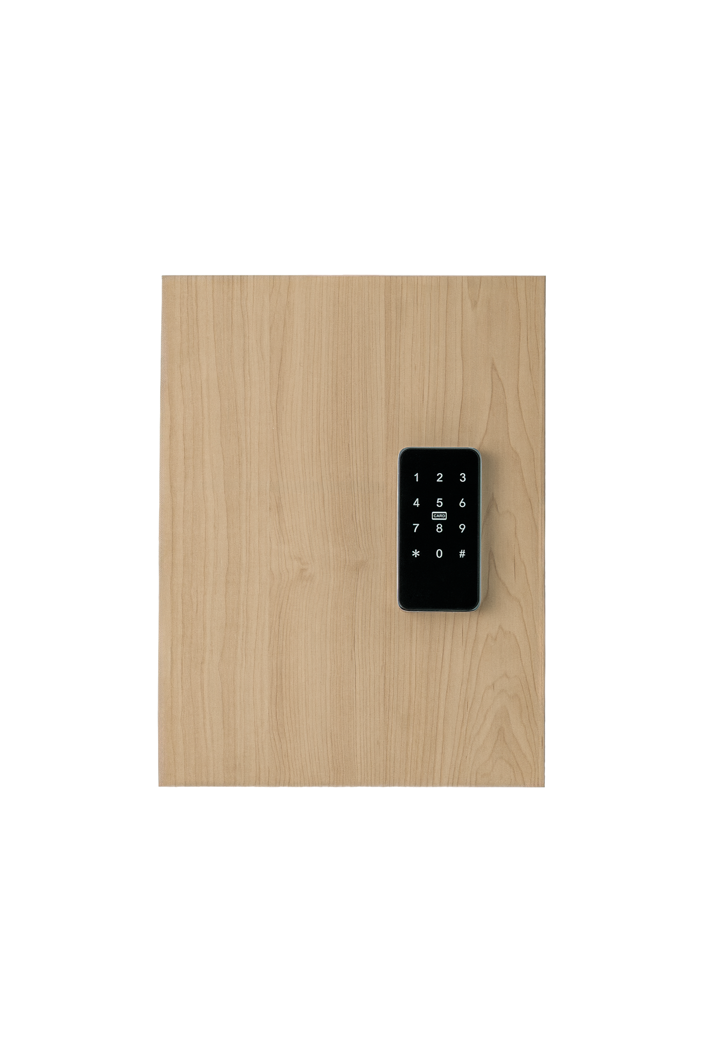 Digital lock box with keypad mounted on Pro Locker oak panel