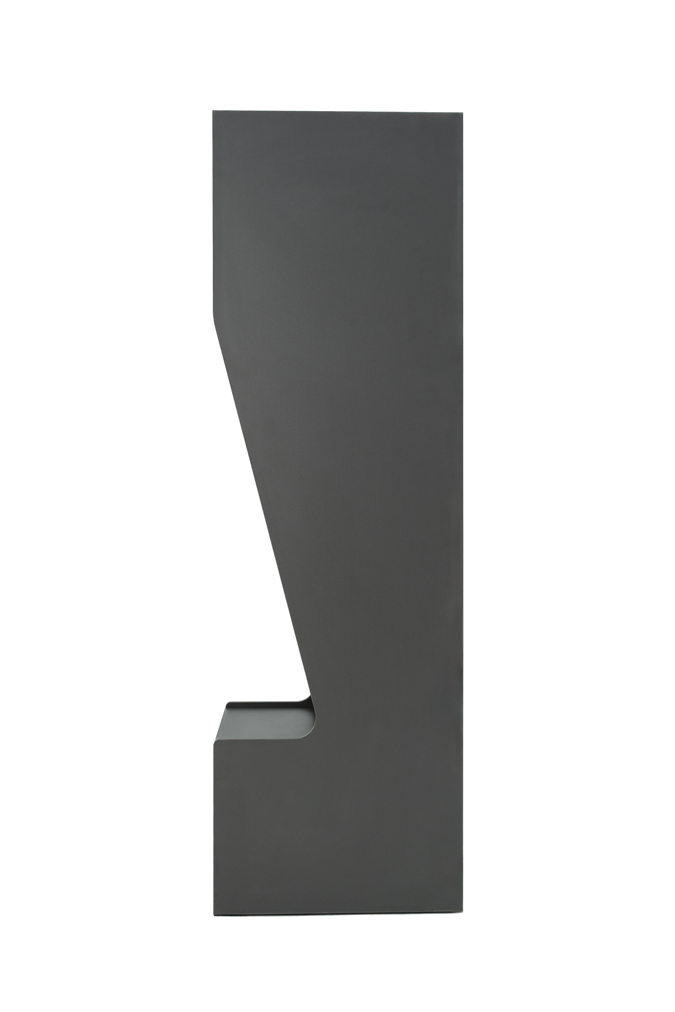 Model Z wood athletic locker in dark grey, side profile silhouette