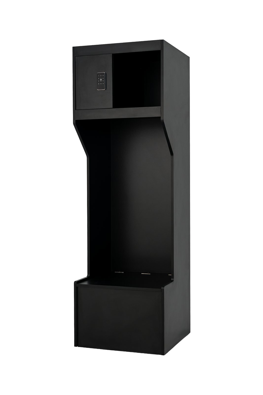 Model S wood athletic locker in black, left-side view