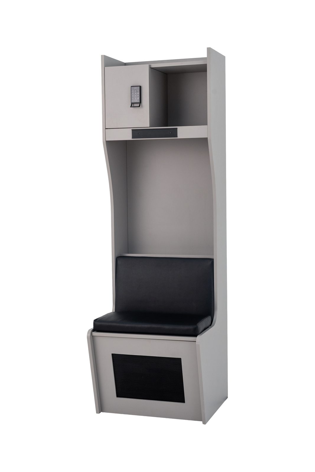Model B locker in light grey, angled view