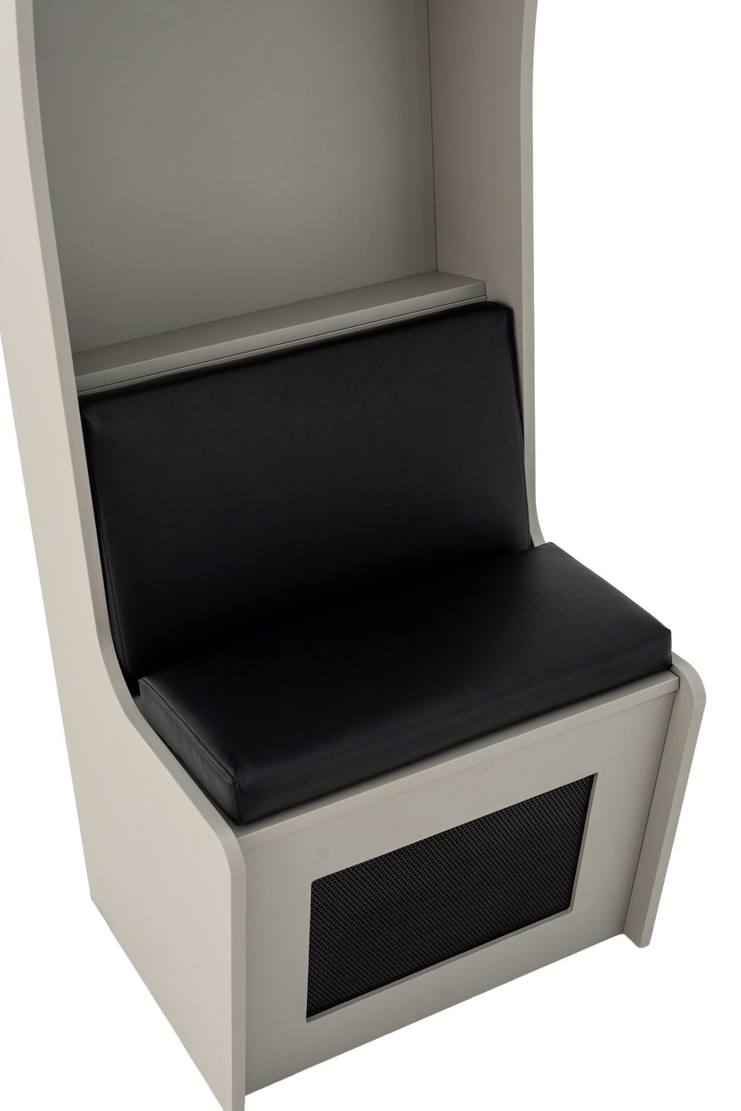 Model B locker in light grey, lift-up seat and vented front