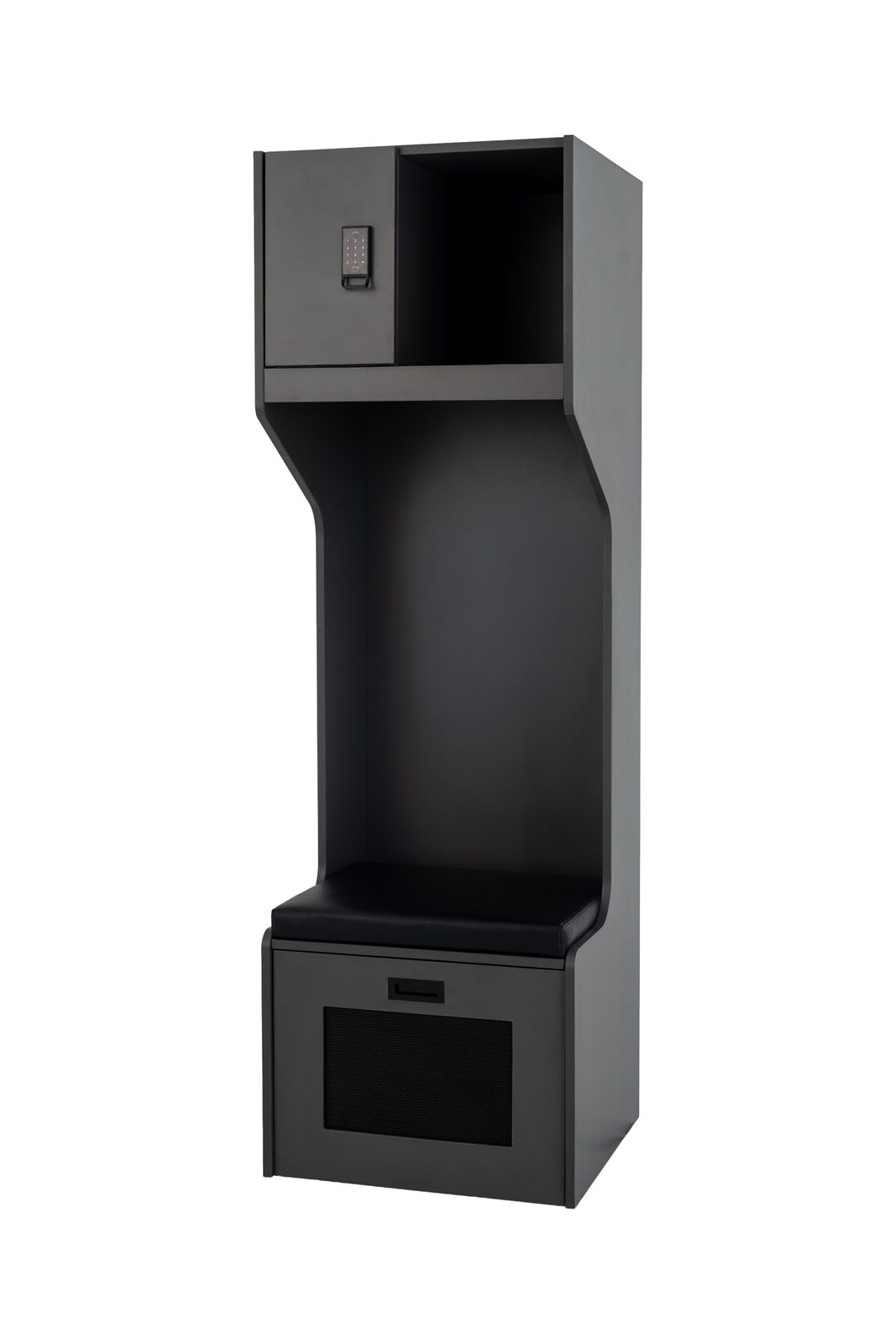 Model S with Drawer locker in black, angled view