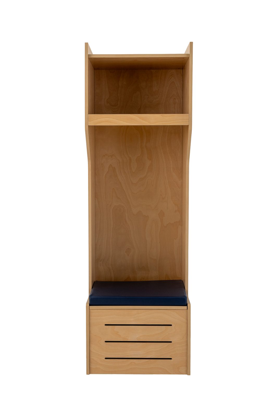 Model S Open Cubby locker in birch, front view