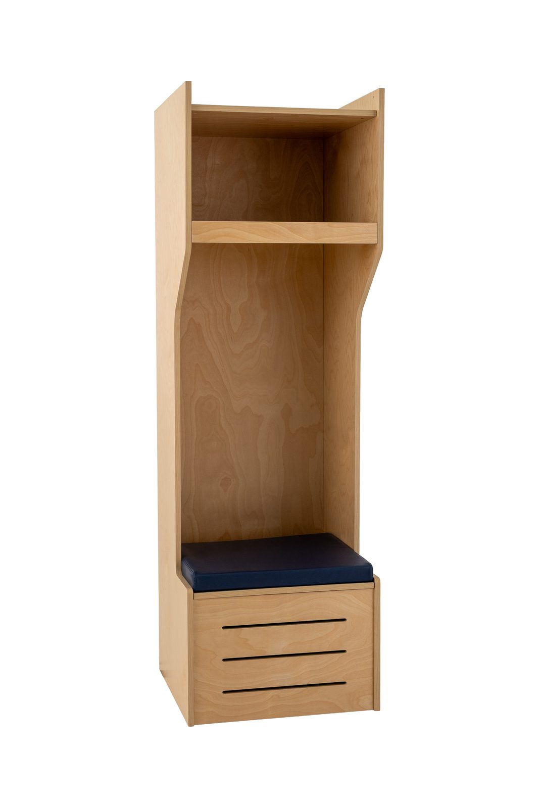 Model S Open Cubby locker in birch, right-side view