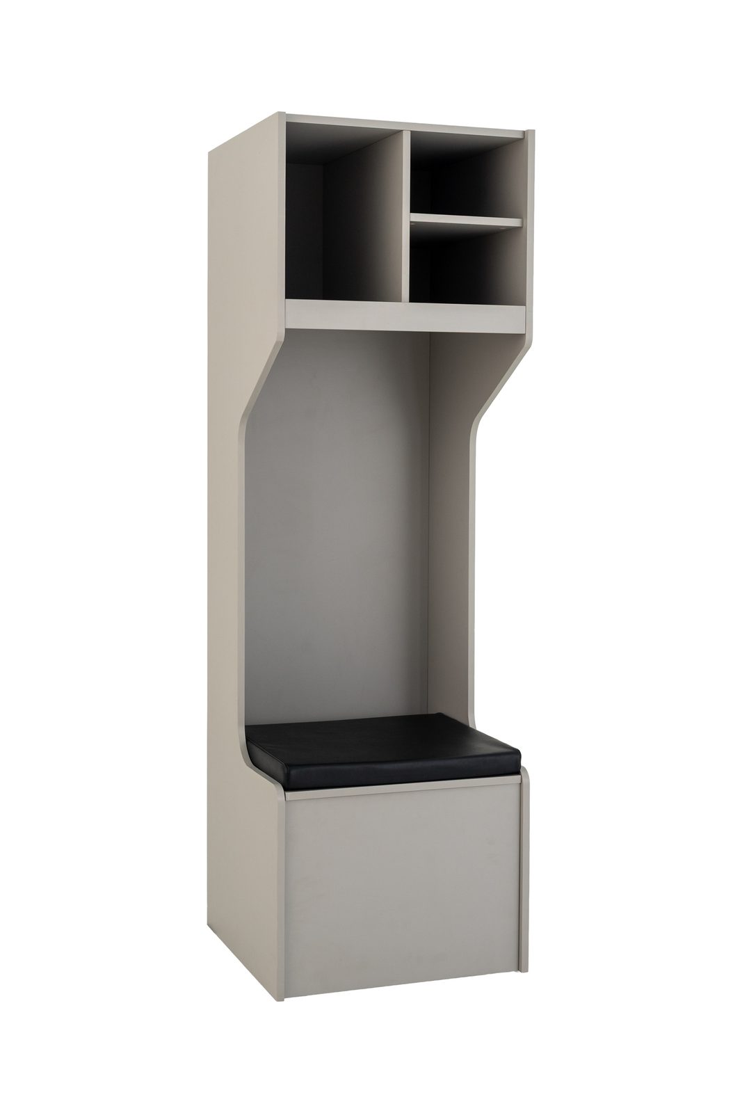 Model S Two Upper Cubbies locker in light grey, right-side view
