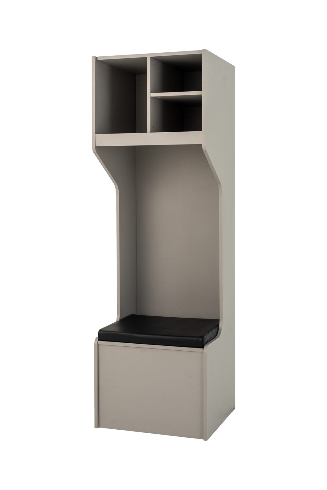 Model S Two Upper Cubbies locker in light grey, angled view